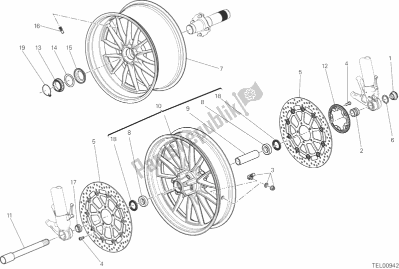 All parts for the Wheels of the Ducati Diavel Xdiavel Brasil 1260 2018